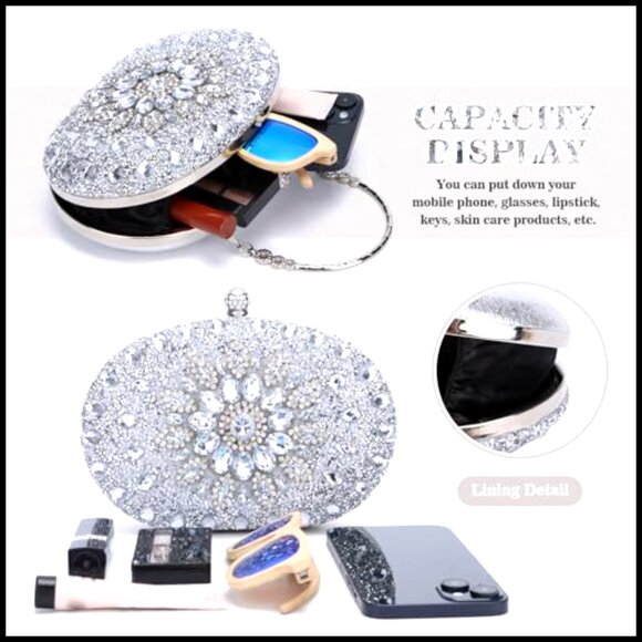 Rhinestone Evening Clutch Purse Bling Sparkly Crystal Wedding Party Tote Bag